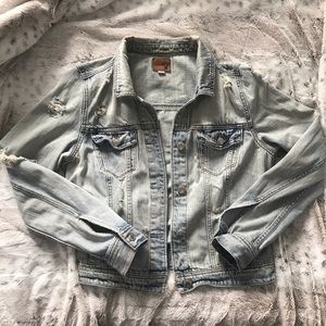 AEO Light Wash Destroyed Denim Jacket